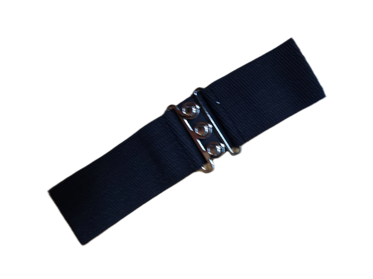 Black belt with a metal buckle on a white background