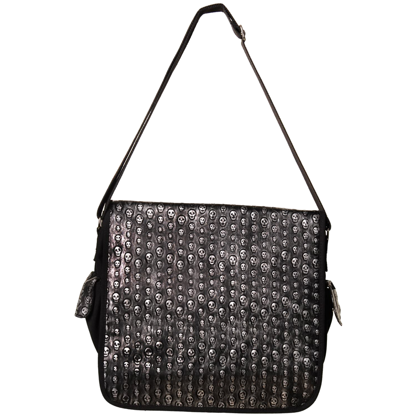 Gothic Skull Print Record Messenger Bag