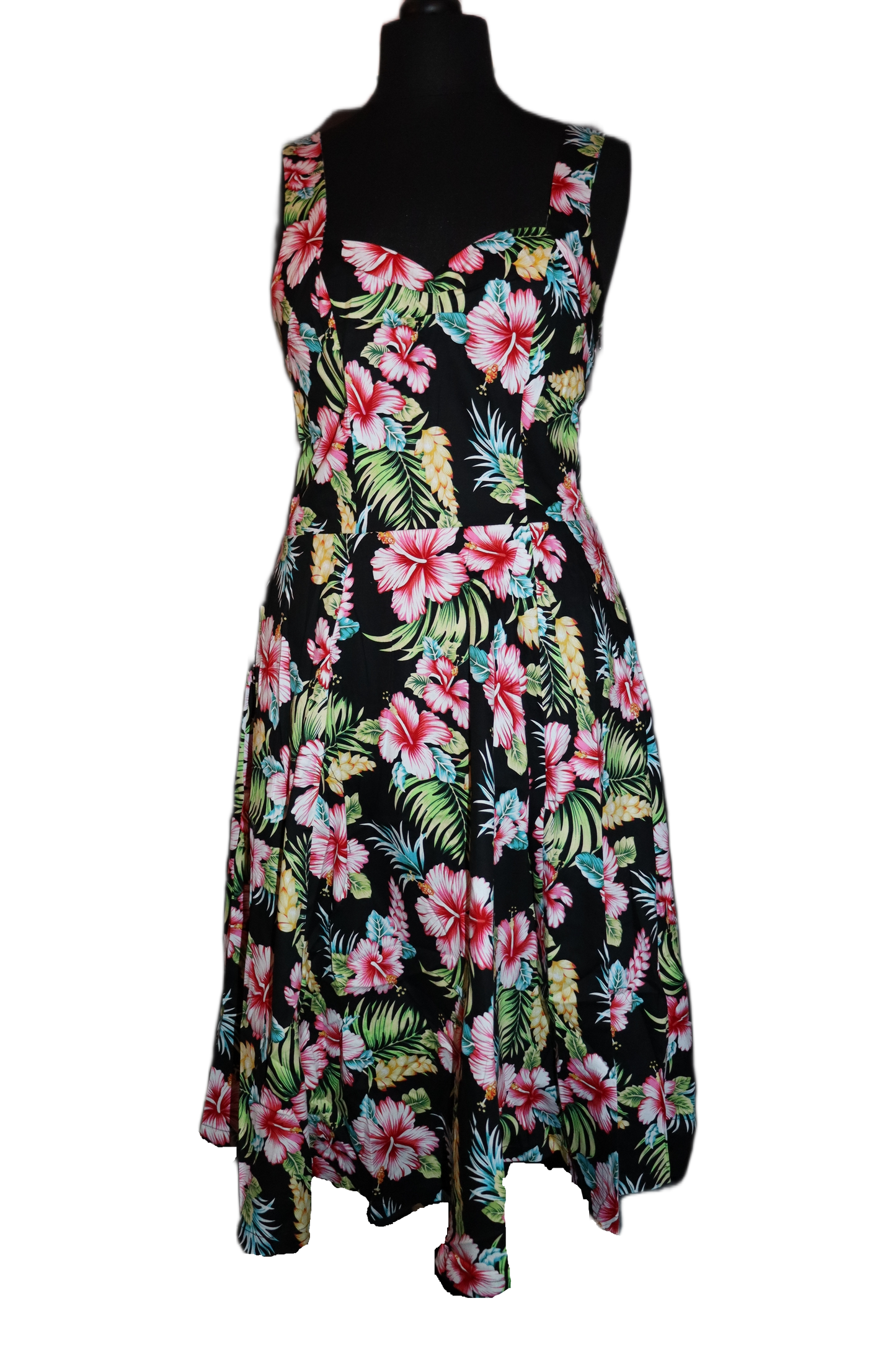 Vintage Black Hawaii Halter Dress - Tropical Pin-Up Style