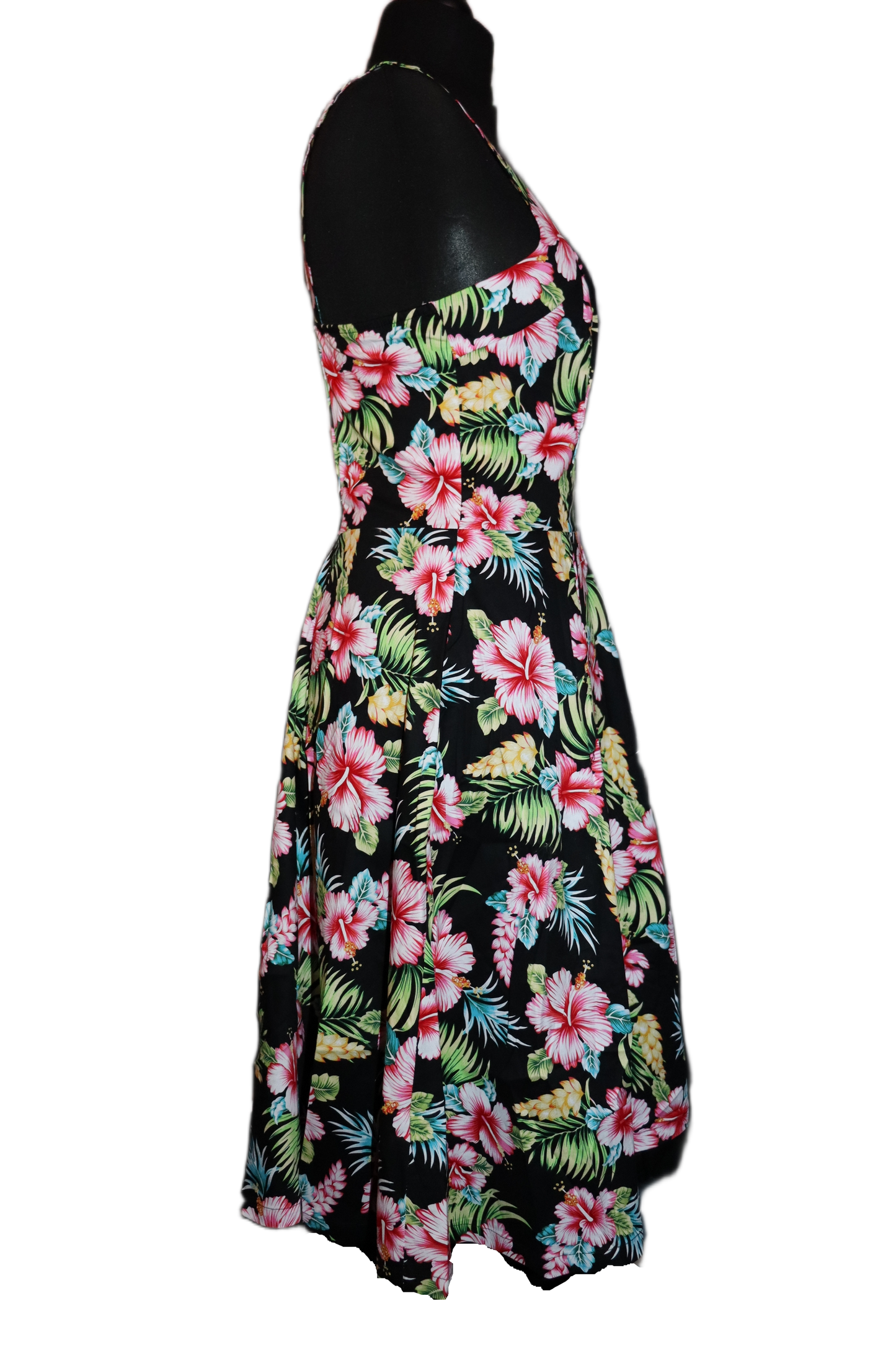 Vintage Black Hawaii Halter Dress - Tropical Pin-Up Style