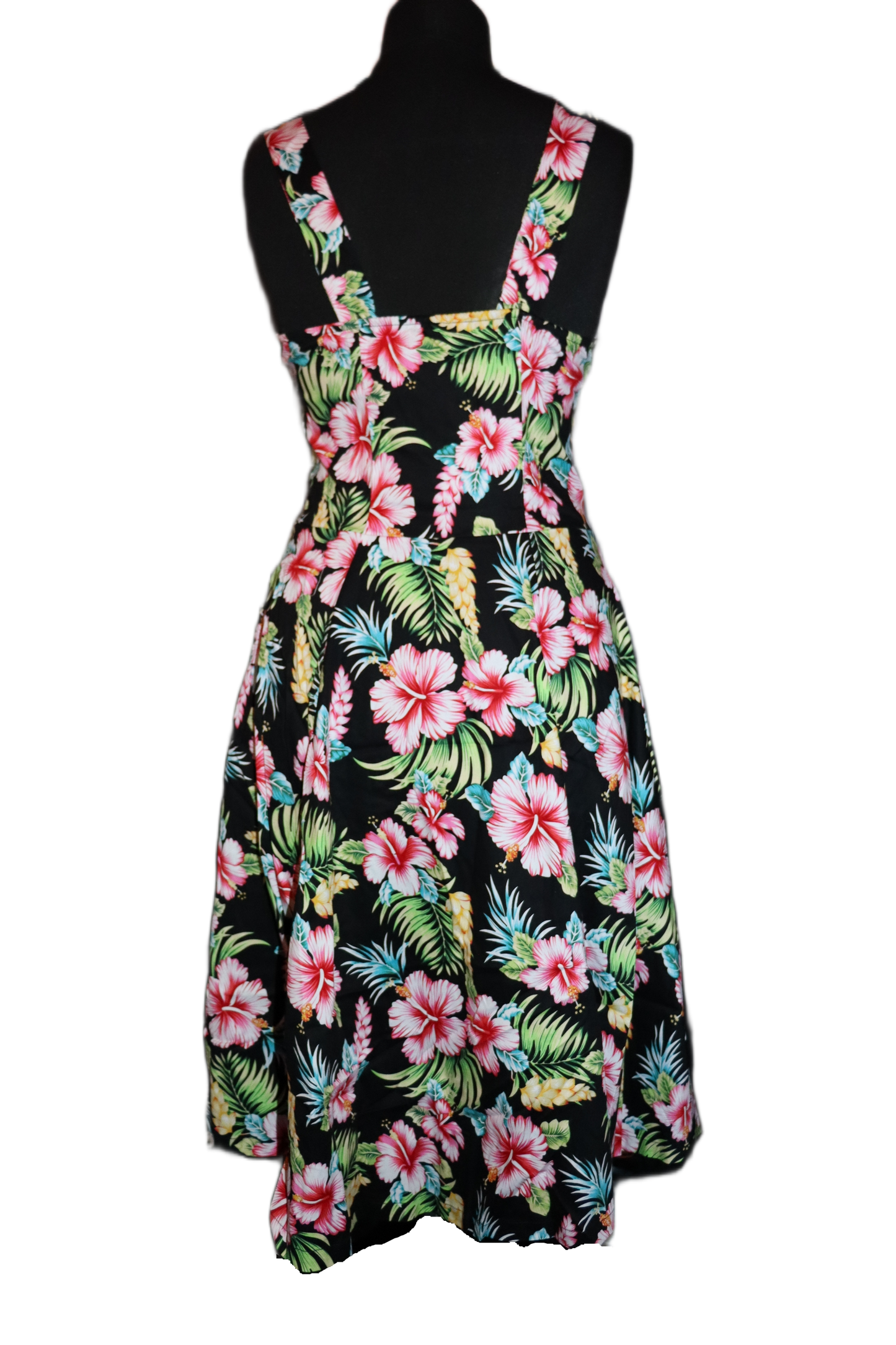 Vintage Black Hawaii Halter Dress - Tropical Pin-Up Style