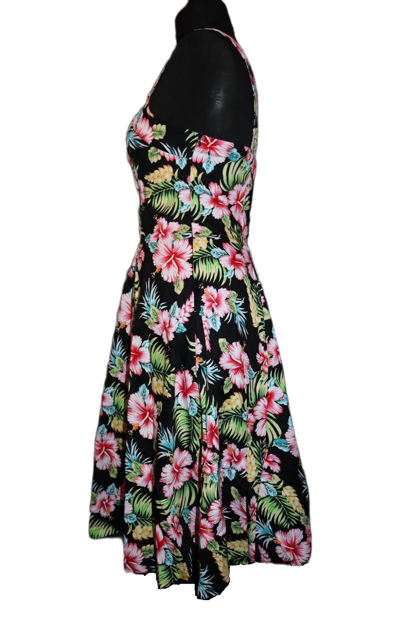 Vintage Black Hawaii Halter Dress - Tropical Pin-Up Style