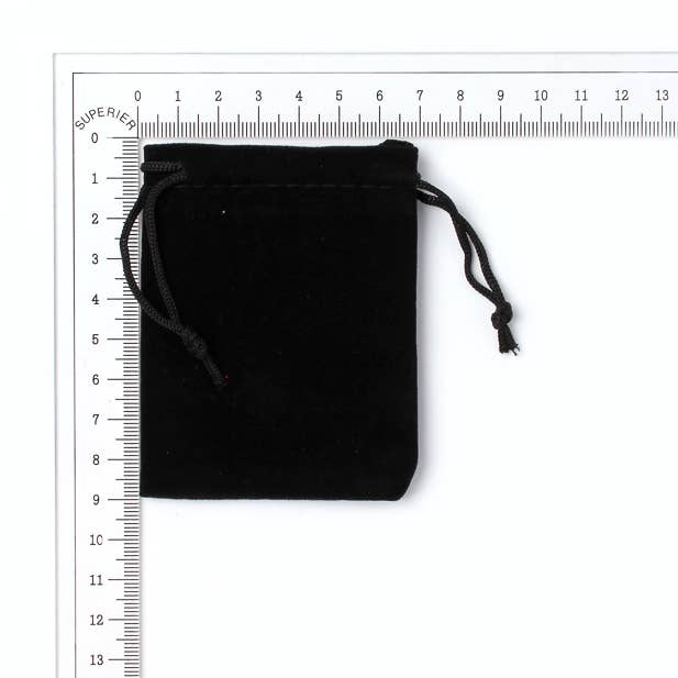 9x7cm. Black Flocked Velvet Gift Bag