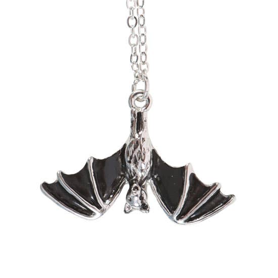 Gothic Halloween Hanging Bat Pendant Necklace