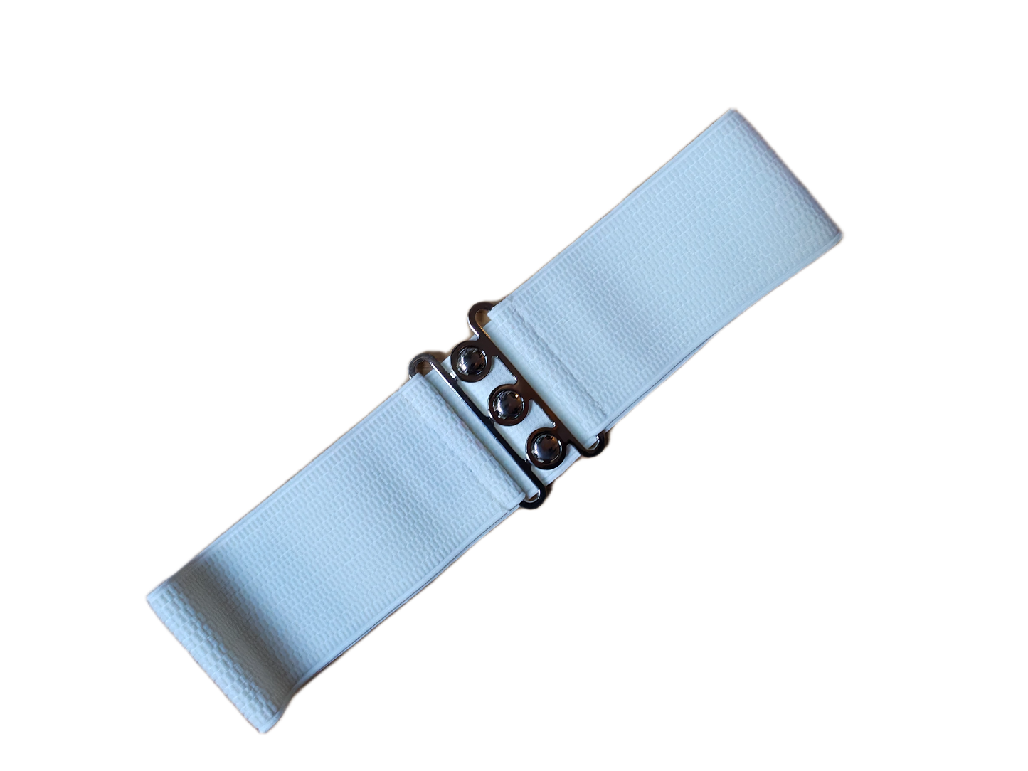 Off-white fabric belt with a metal buckle 