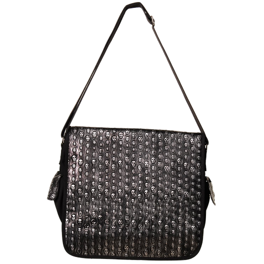 Gothic Skull Print Record Messenger Bag
