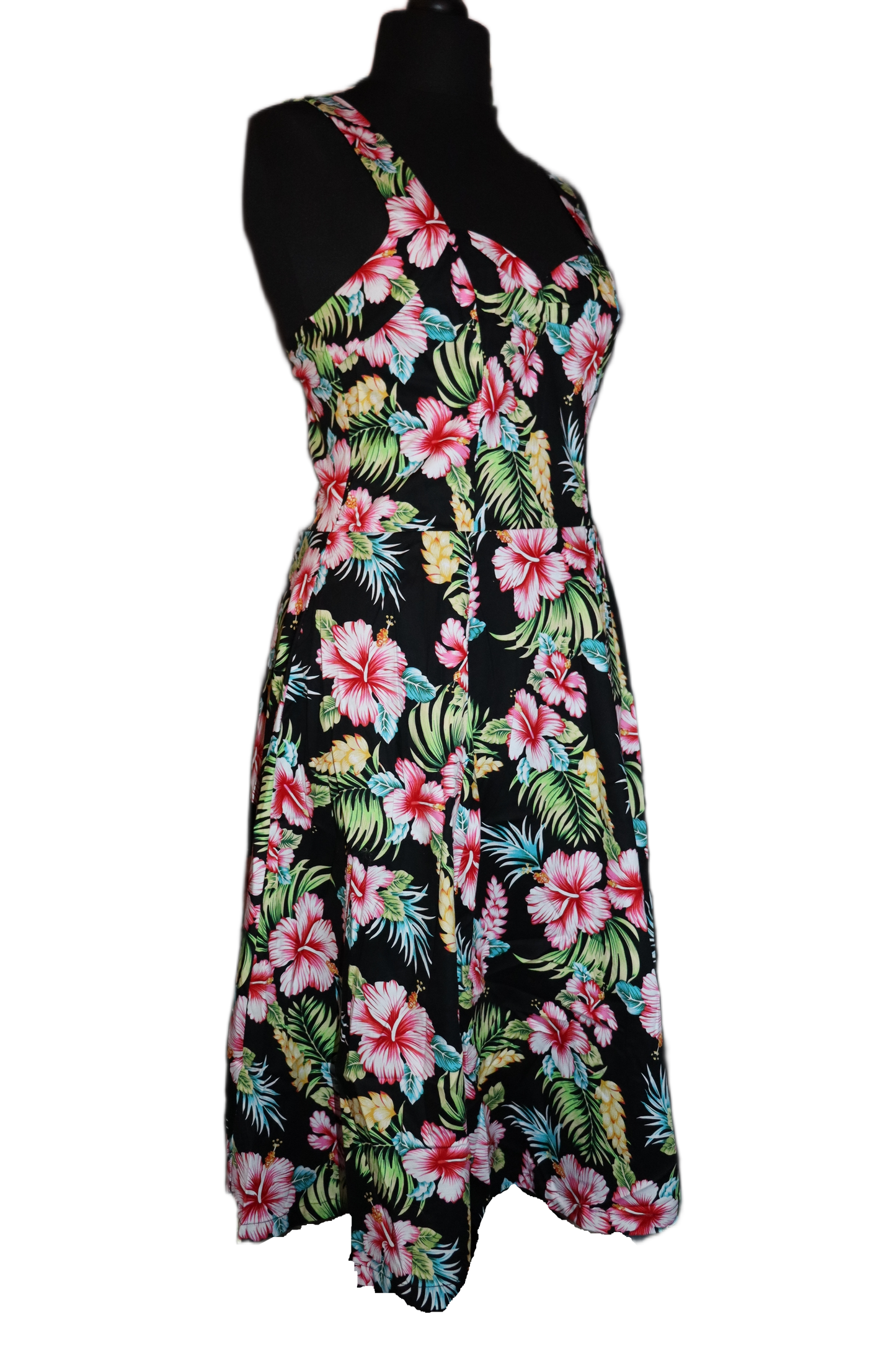 Vintage Black Hawaii Halter Dress - Tropical Pin-Up Style