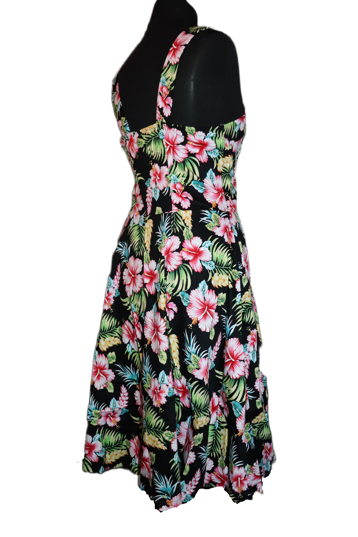 Vintage Black Hawaii Halter Dress - Tropical Pin-Up Style