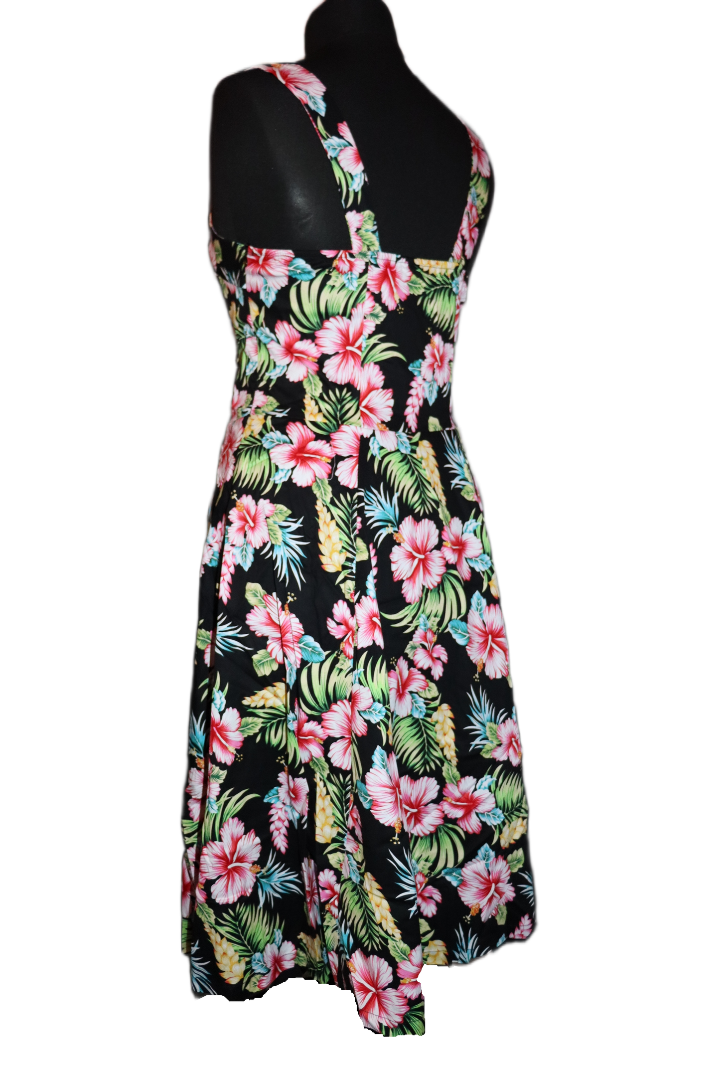 Vintage Black Hawaii Halter Dress - Tropical Pin-Up Style