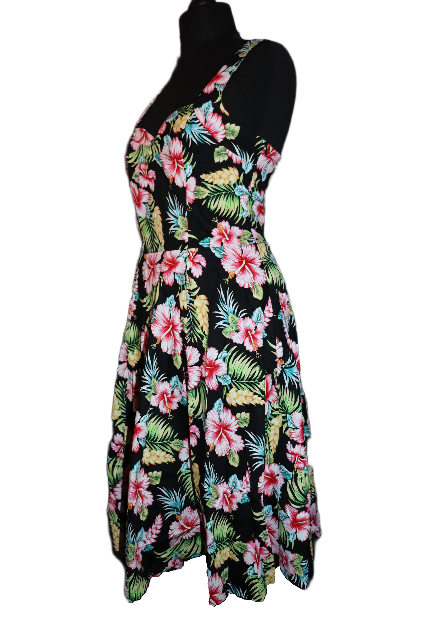 Vintage Black Hawaii Halter Dress - Tropical Pin-Up Style