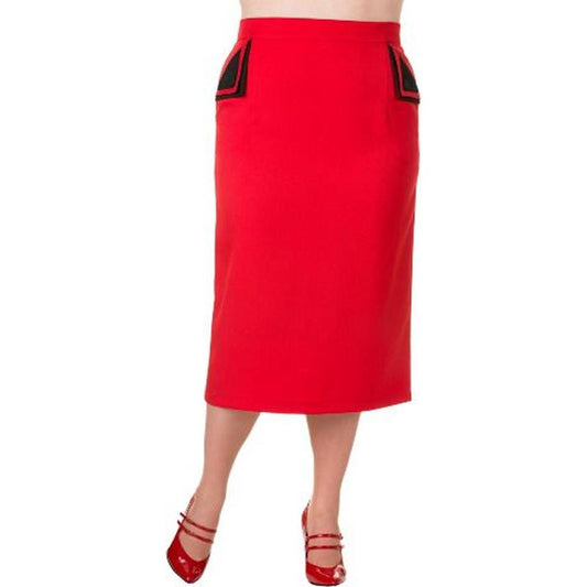 Pencil Skirt - Midi in Red