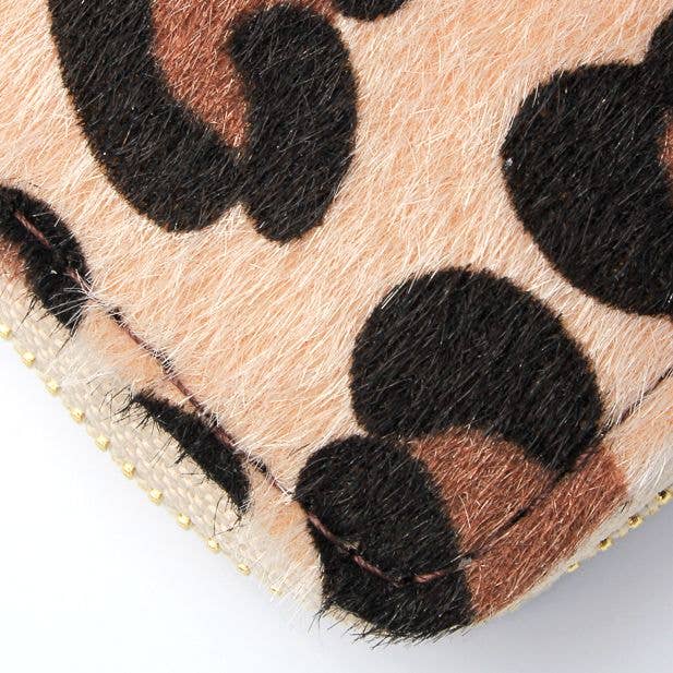 Leopard Print Fabric Zip Purse 11x9cm